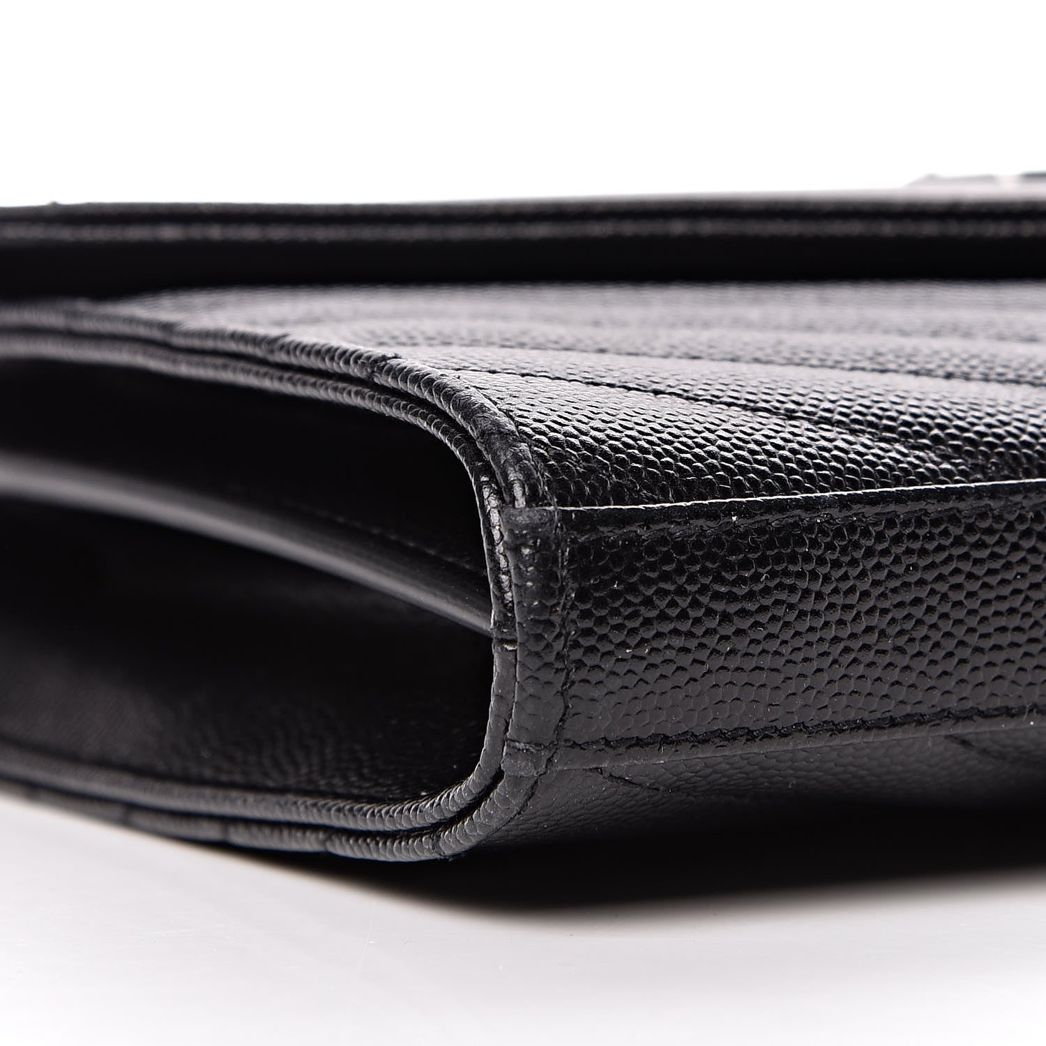Saint Laurent Grain De Poudre Matelasse Chevron Monogram Chain Wallet Black 9 of 10