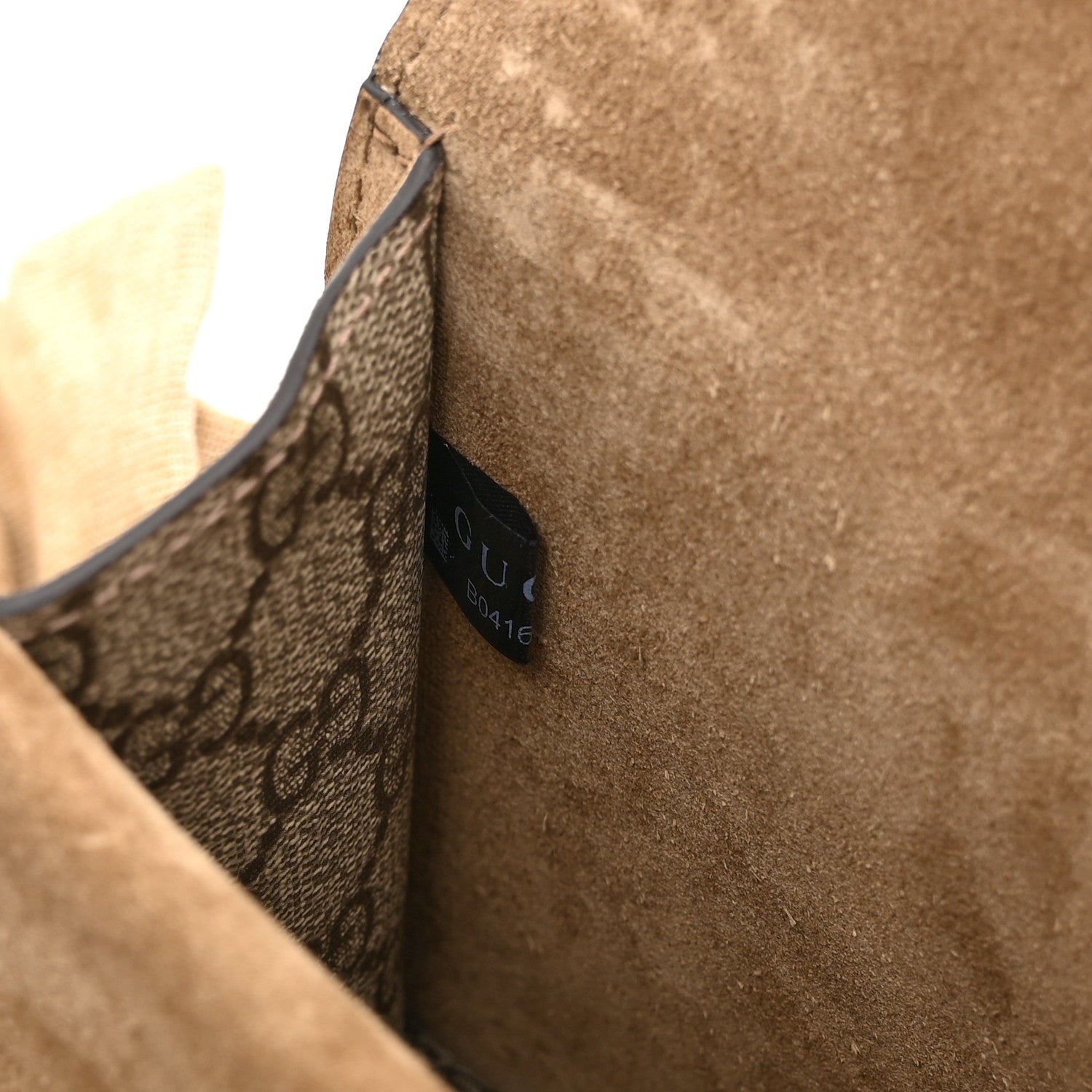 Gucci GG Supreme Monogram Suede Crystal Small Dionysus Shoulder Bag Beige Ebony Taupe 8 of 11