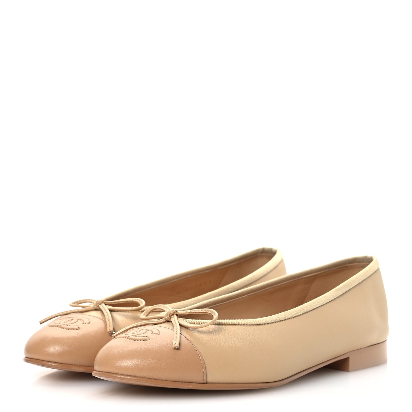Lambskin Cap Toe CC Ballerina Flats 37.5 Beige Light Beige