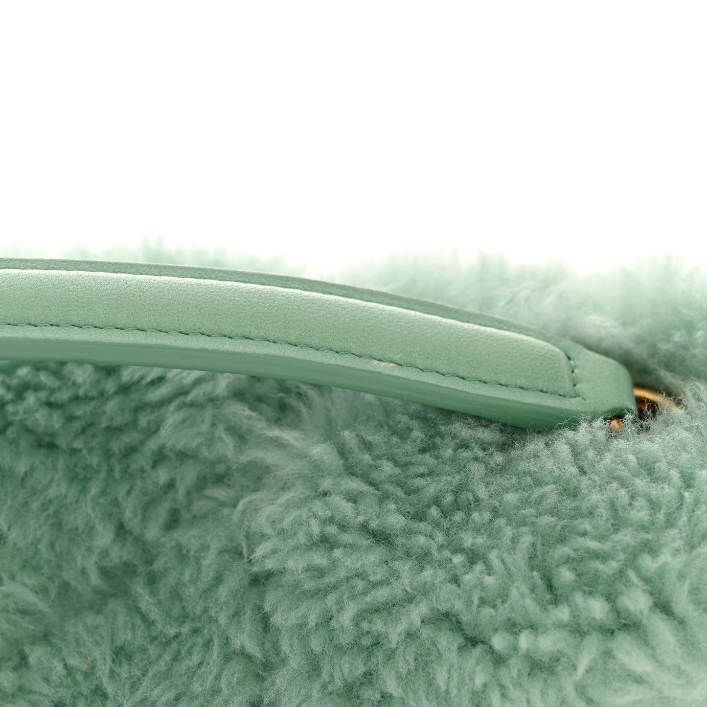 Merino Shearling Lambskin Quilted Small Loulou Puffer Monogram Chain Satchel Iced Mint