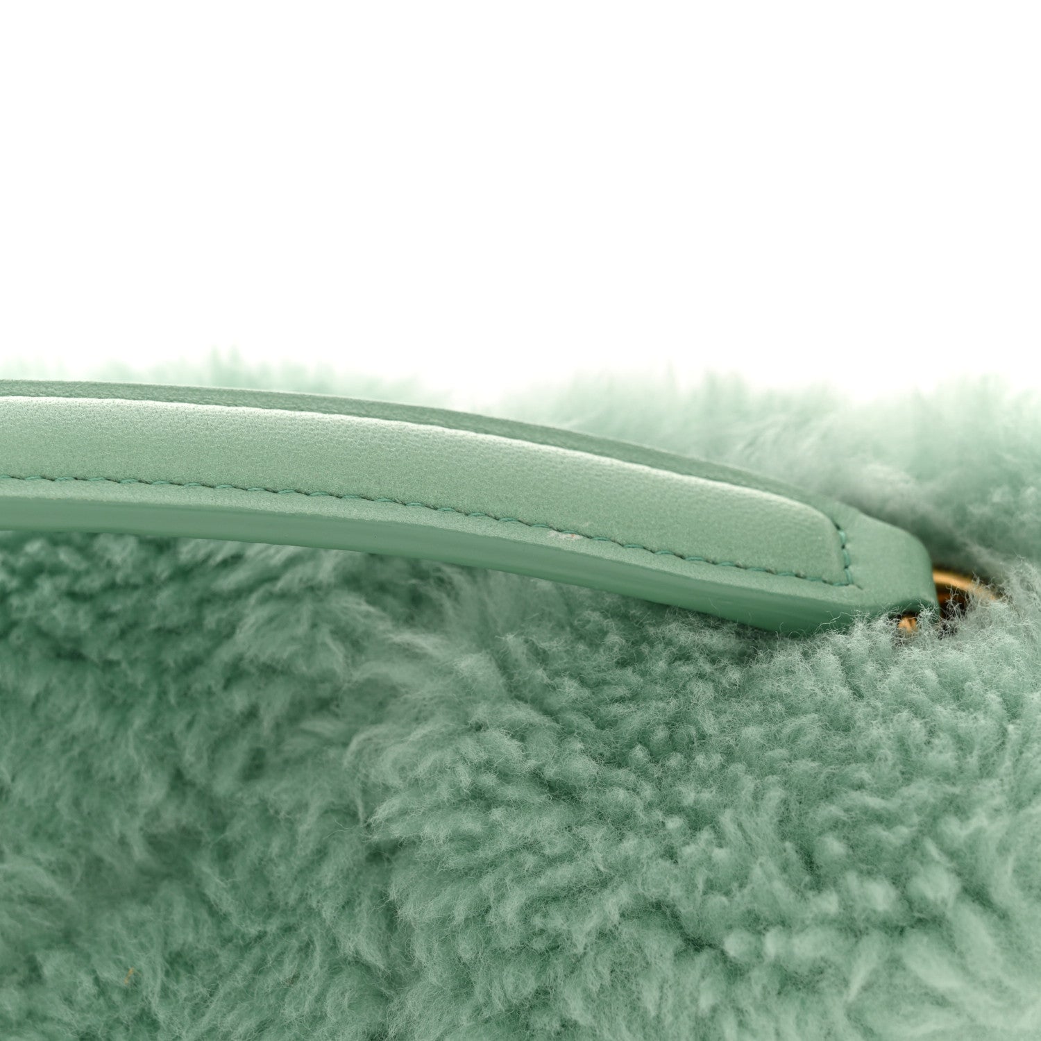 Saint Laurent Merino Shearling Lambskin Quilted Small Loulou Puffer Monogram Chain Satchel Iced Mint 11 of 11