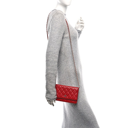 Chanel Caviar Quilted Wallet On Chain WOC Red 2 of 12