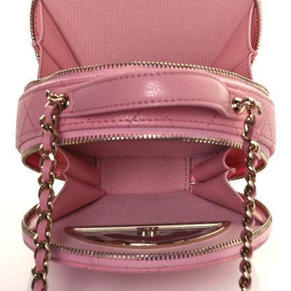 Chanel Caviar Quilted Round Handle With Care Vanity With Chain Pink 5 of 14