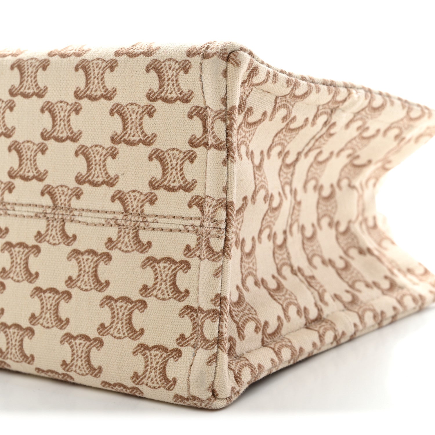 Celine Canvas Calfskin Triomphe Print Small Cabas Thais White 11 of 11