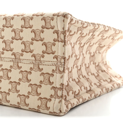 Celine Canvas Calfskin Triomphe Print Small Cabas Thais White 11 of 11