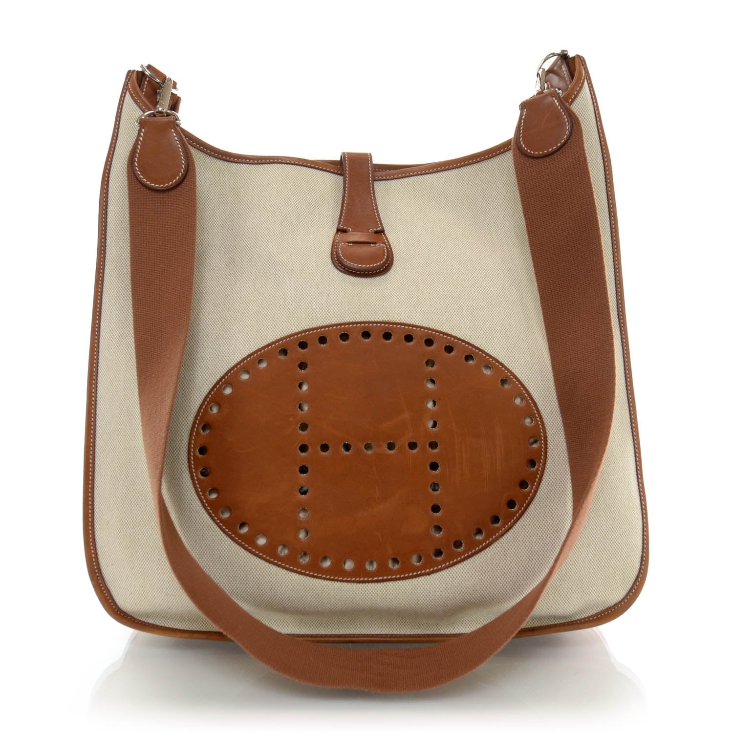 Hermes Toile Natural Barenia Evelyne II TGM Ecru Fauve 1 of 8