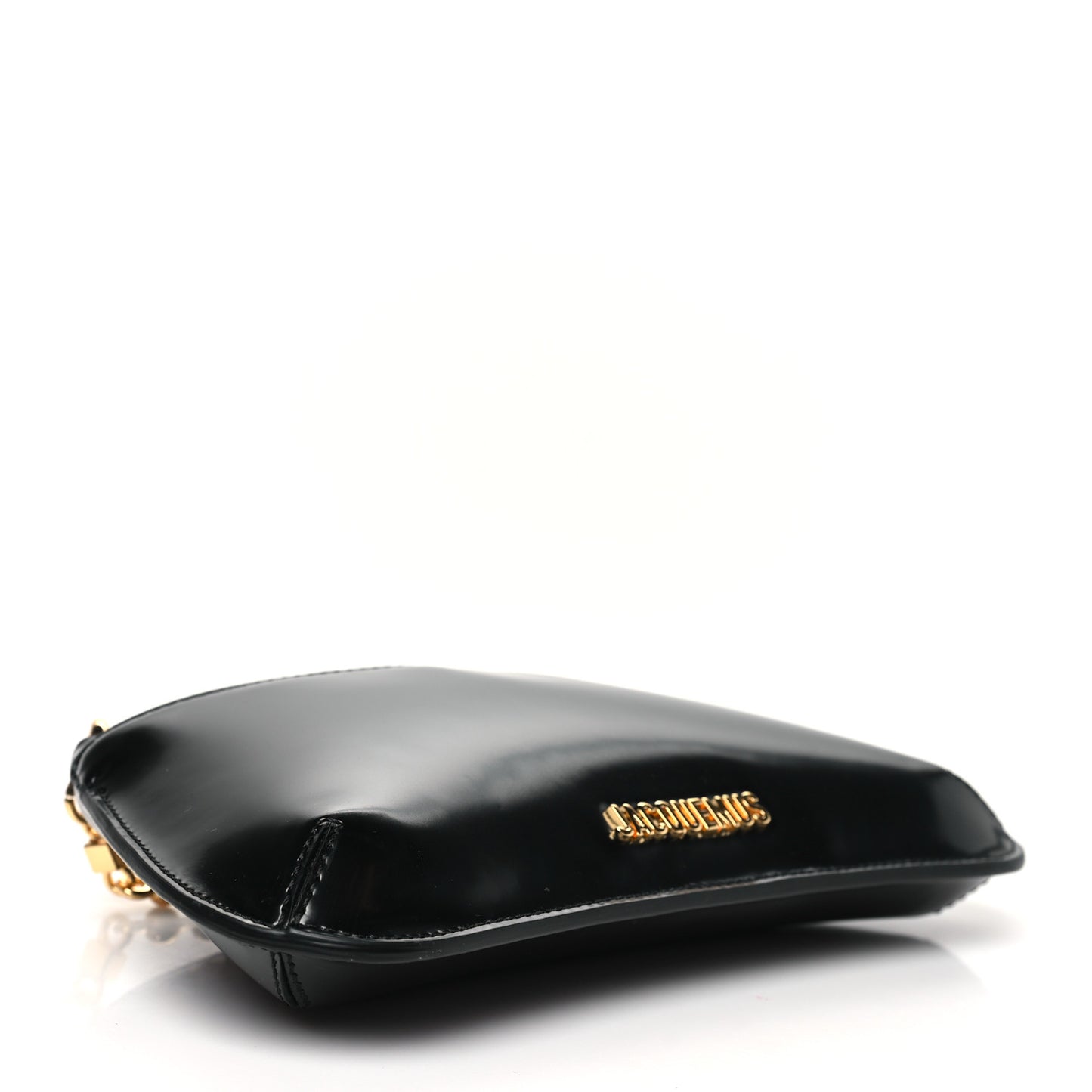 Glazed Calfskin The Small Bisou Chaine Shoulder Bag Black