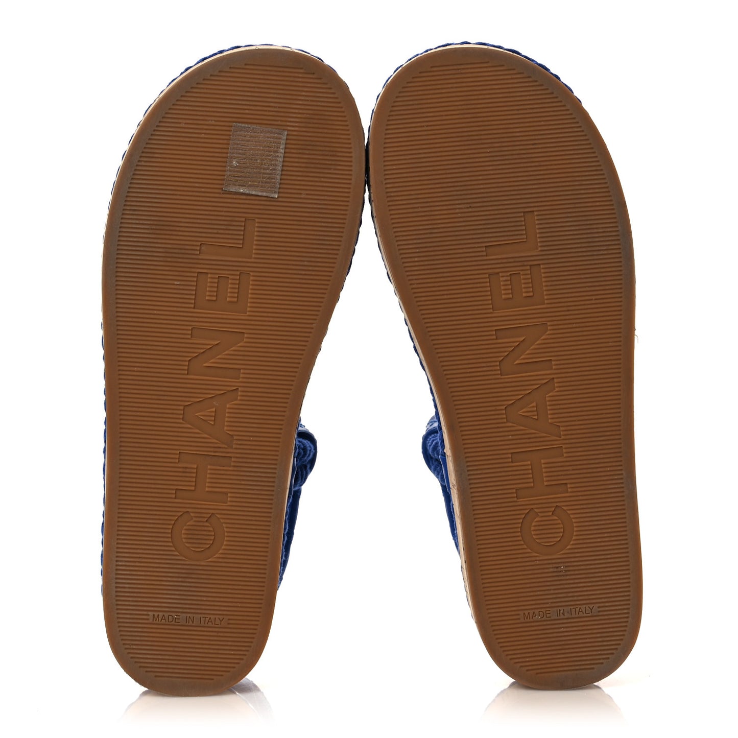 Cord Lambskin Quilted Logo Sandals 37 Blue