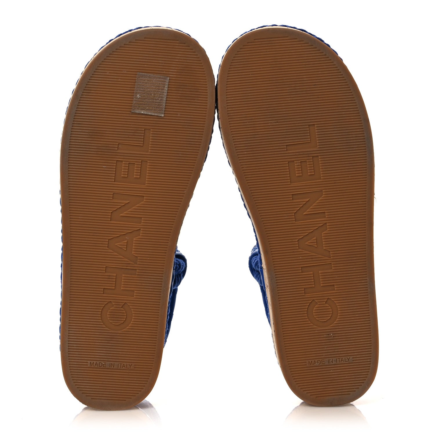 Chanel Cord Lambskin Quilted Logo Sandals 37 Blue 5 of 8
