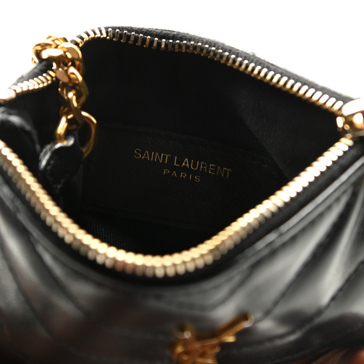 Saint Laurent Calfskin Matelasse Monogram Key Pouch Black 5 of 8