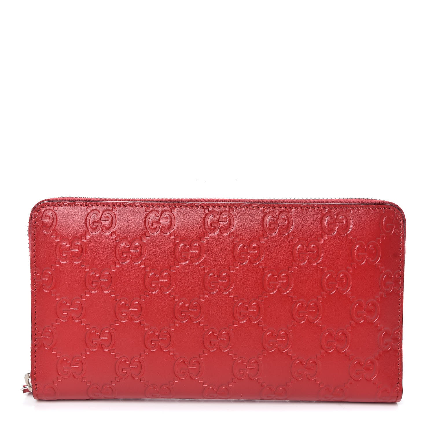 Gucci Guccissima Signature Zip Around Organizer Wallet Hibiscus Red 1 of 8