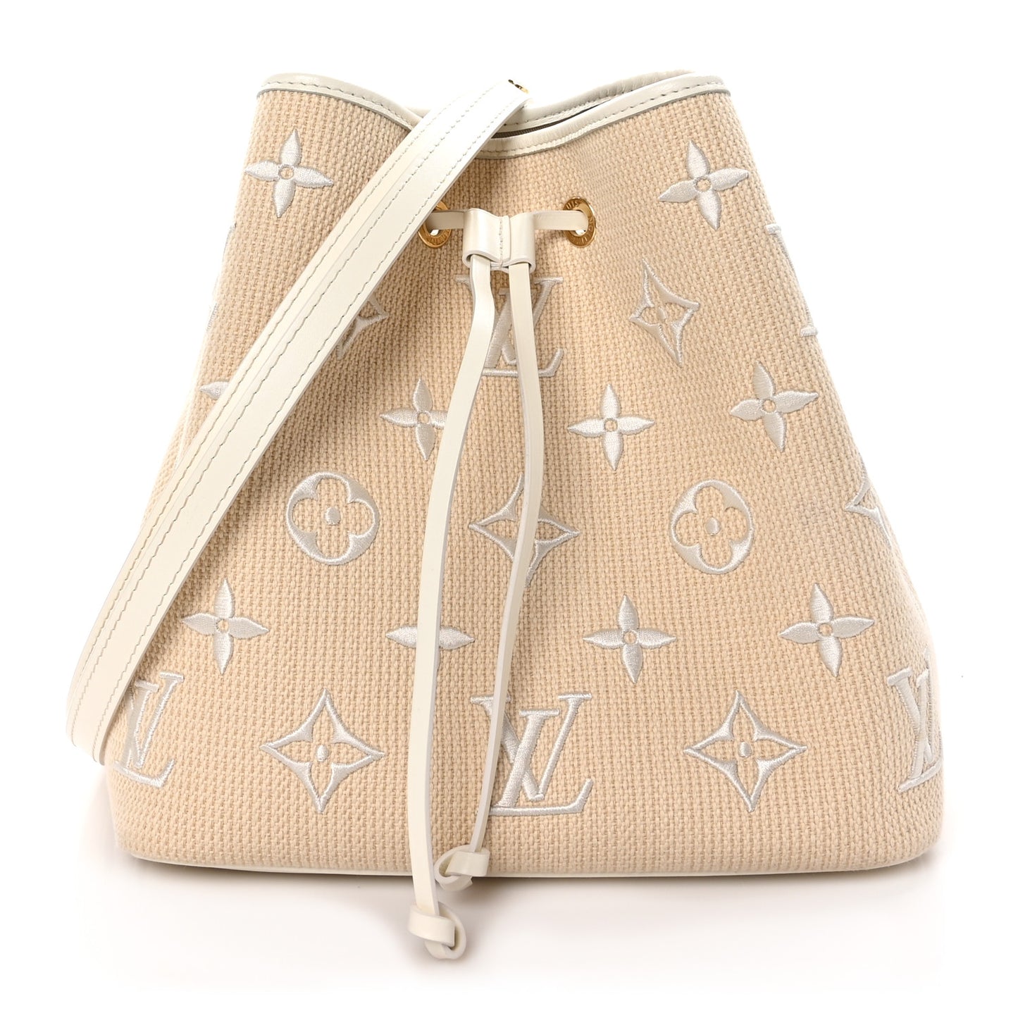Cotton Monogram Embroidered Neonoe MM Beige White