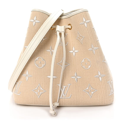 Louis Vuitton Cotton Monogram Embroidered Neonoe MM Beige White 1 of 14