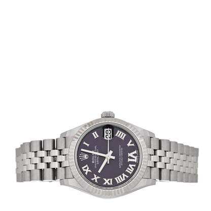 Rolex Stainless Steel 18K White Gold Diamond 31mm Oyster Perpetual Datejust Watch Aubergine Roman 278274 2 of 5
