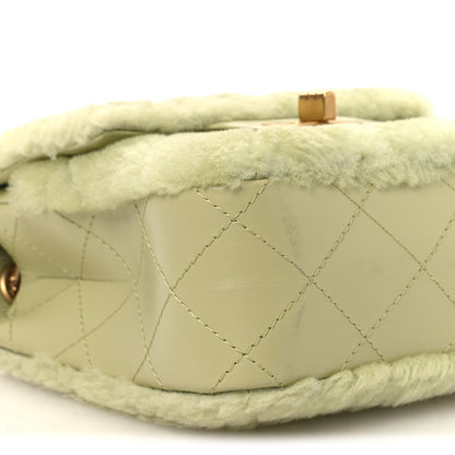 Chanel Shearling Aged Calfskin Quilted 2.55 Reissue Mini North South Flap Green 9 of 11