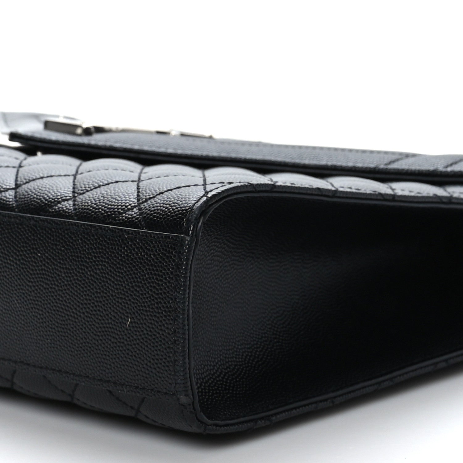 Saint Laurent Grain De Poudre Textured Mixed Matelasse Large Triquilt Monogram Satchel Black 8 of 9