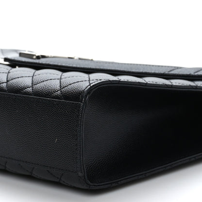 Saint Laurent Grain De Poudre Textured Mixed Matelasse Large Triquilt Monogram Satchel Black 8 of 9