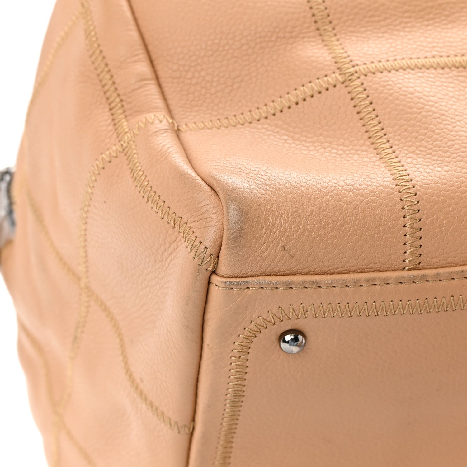 Chanel Caviar Square Stitched Bowler Beige 9 of 19
