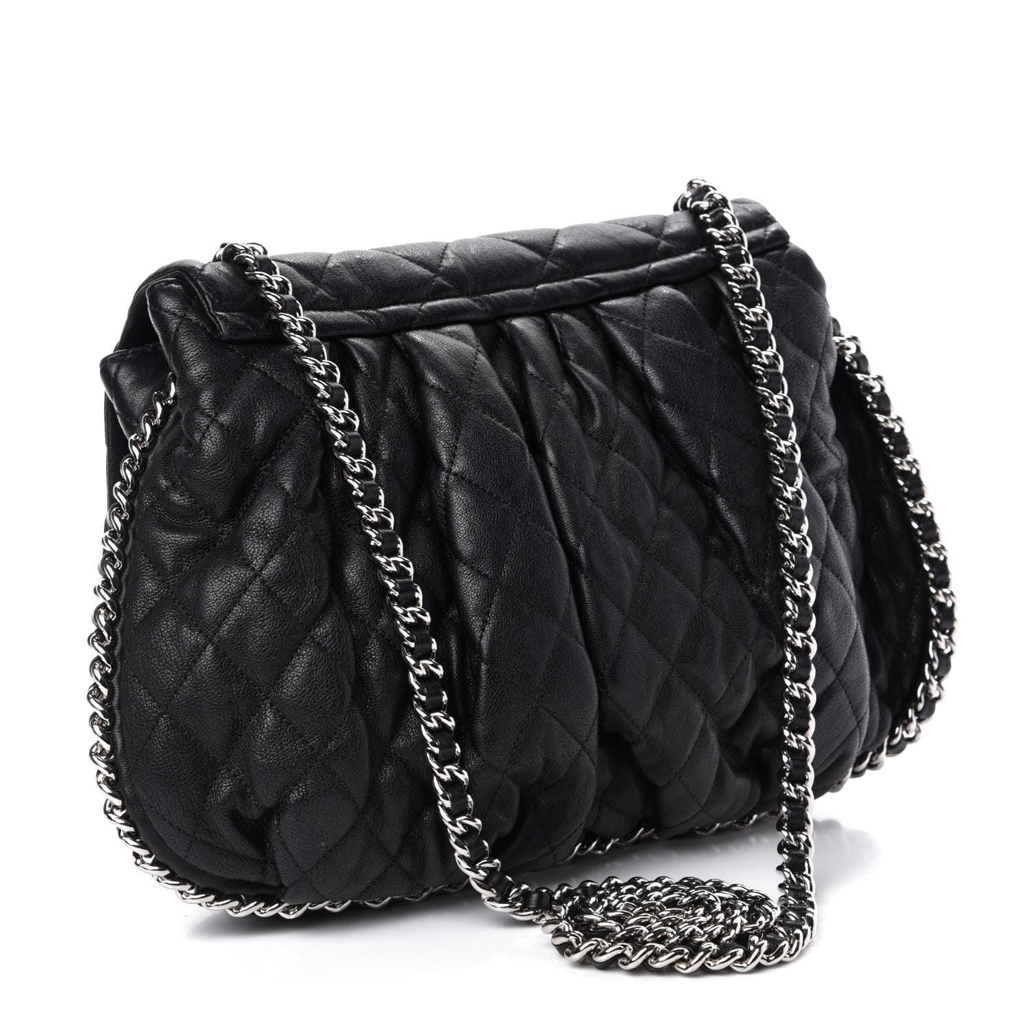 Chanel Washed Lambskin Quilted Large Chain Around Messenger Black 3 of 10