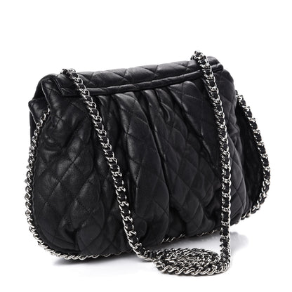 Chanel Washed Lambskin Quilted Large Chain Around Messenger Black 3 of 10