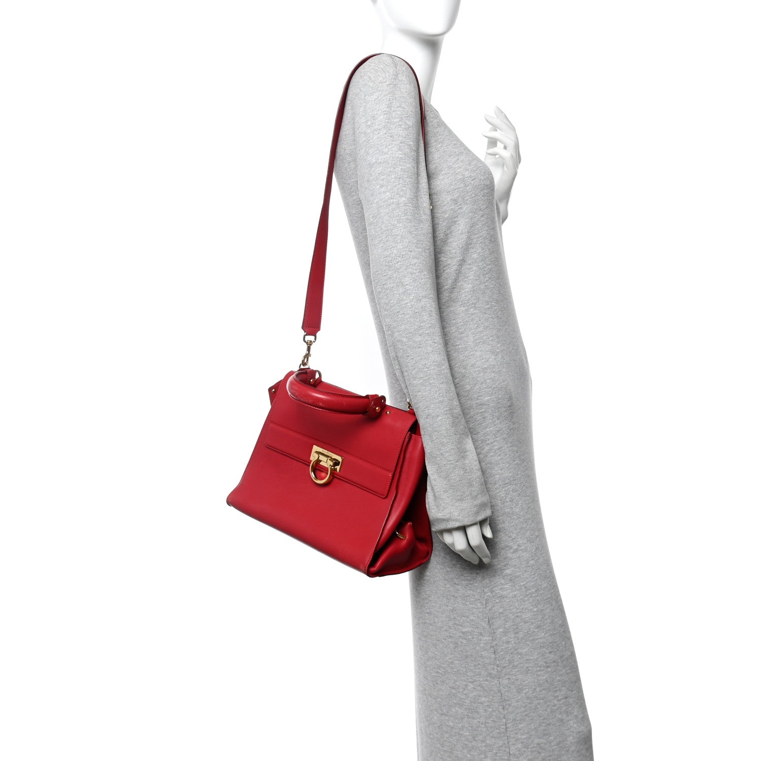 Salvatore Ferragamo Calfskin Medium Sofia Shoulder Bag Red 2 of 12