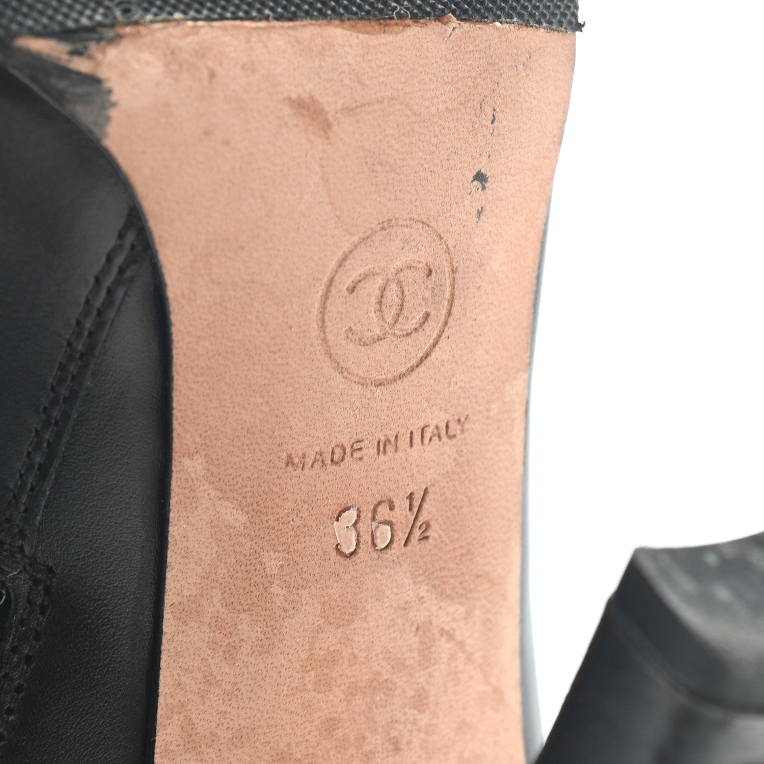 Chanel Calfskin Patent CC Cap Toe Ankle Boots 36.5 Black Burgundy 6 of 9