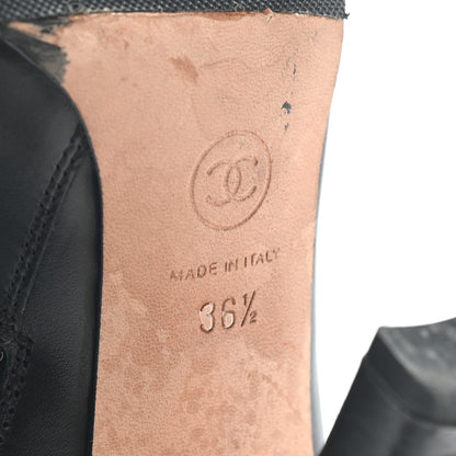 Chanel Calfskin Patent CC Cap Toe Ankle Boots 36.5 Black Burgundy 6 of 9