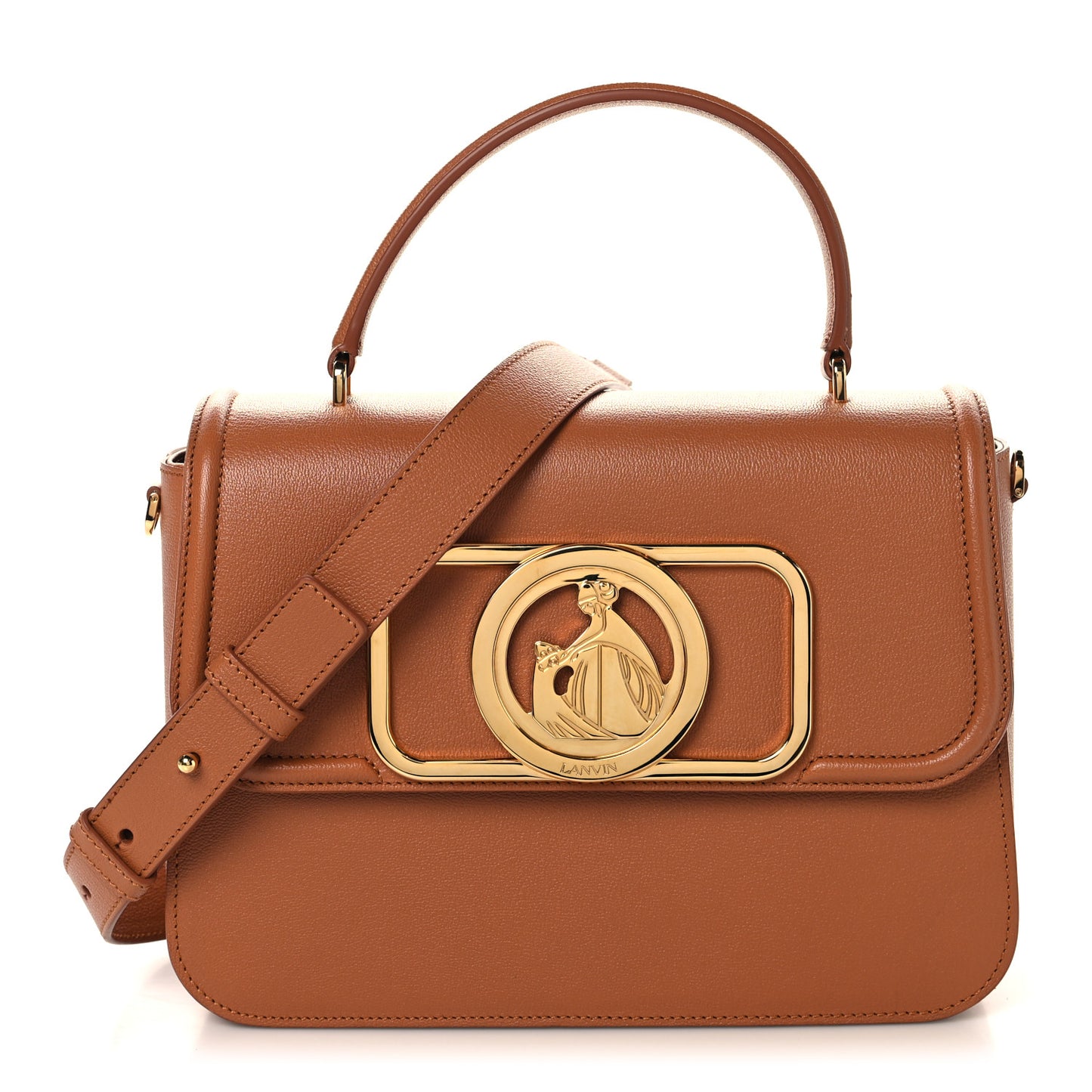 Calfskin 22 Logo MM Plaque Top Handle Bag Terracotta