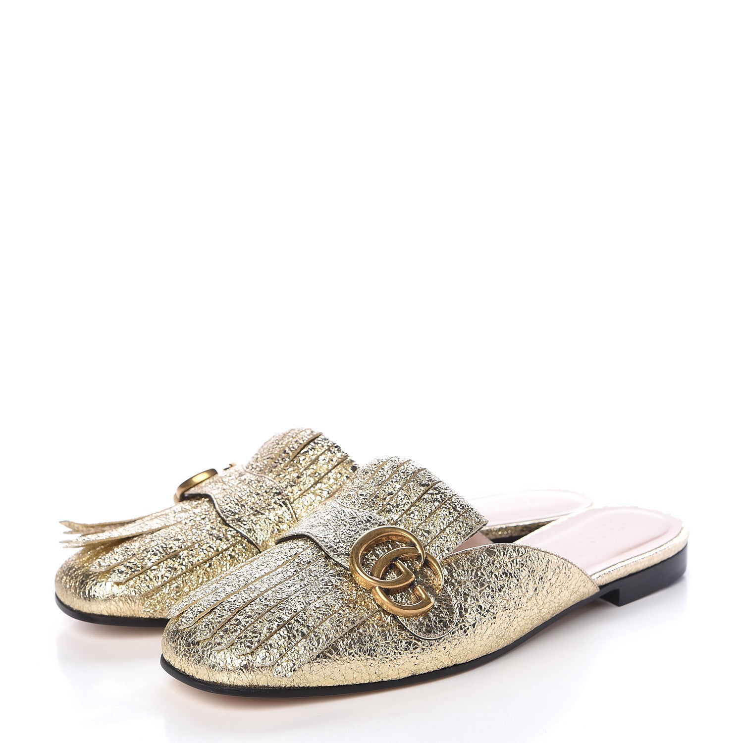 Gucci Galassia Womens GG Marmont Fringe Slippers 39.5 Platino 3 of 10