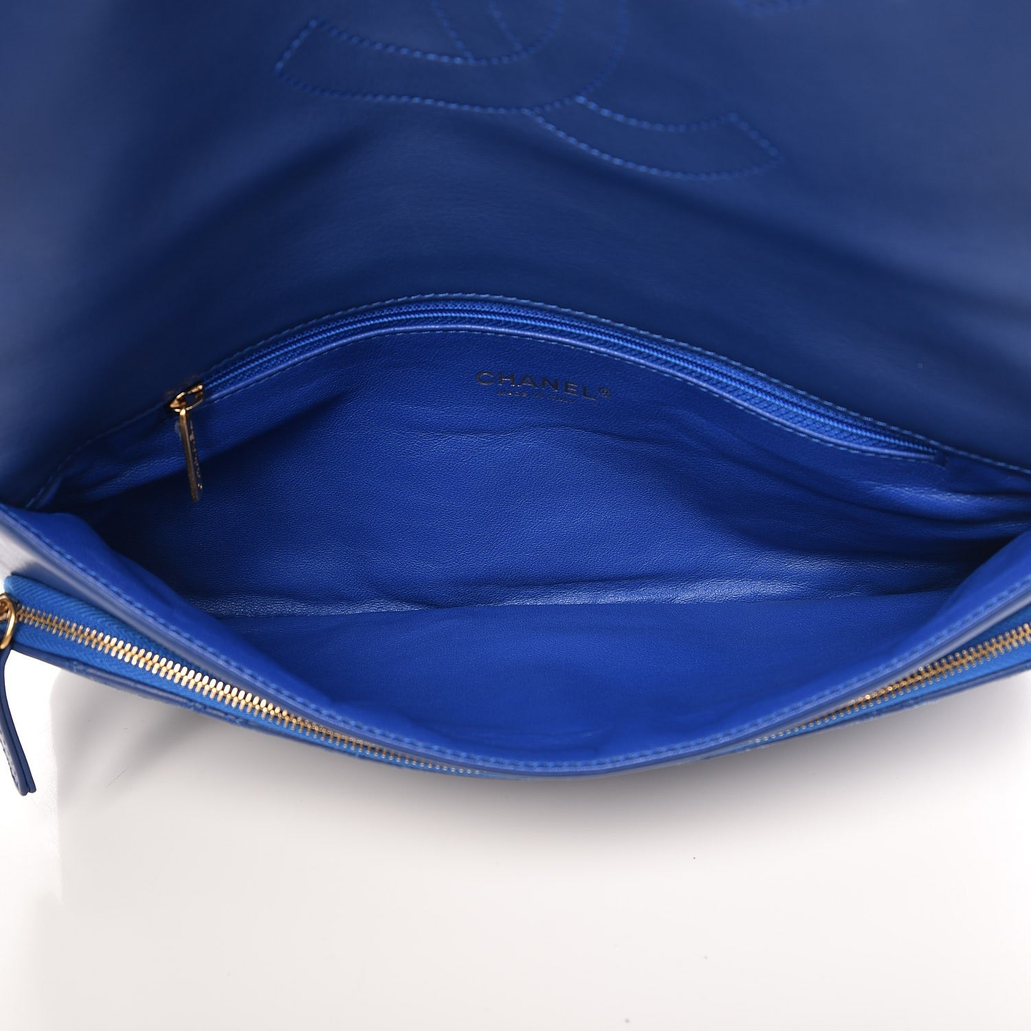 Chanel Calfskin Stitched CC Clutch Blue 5 of 8