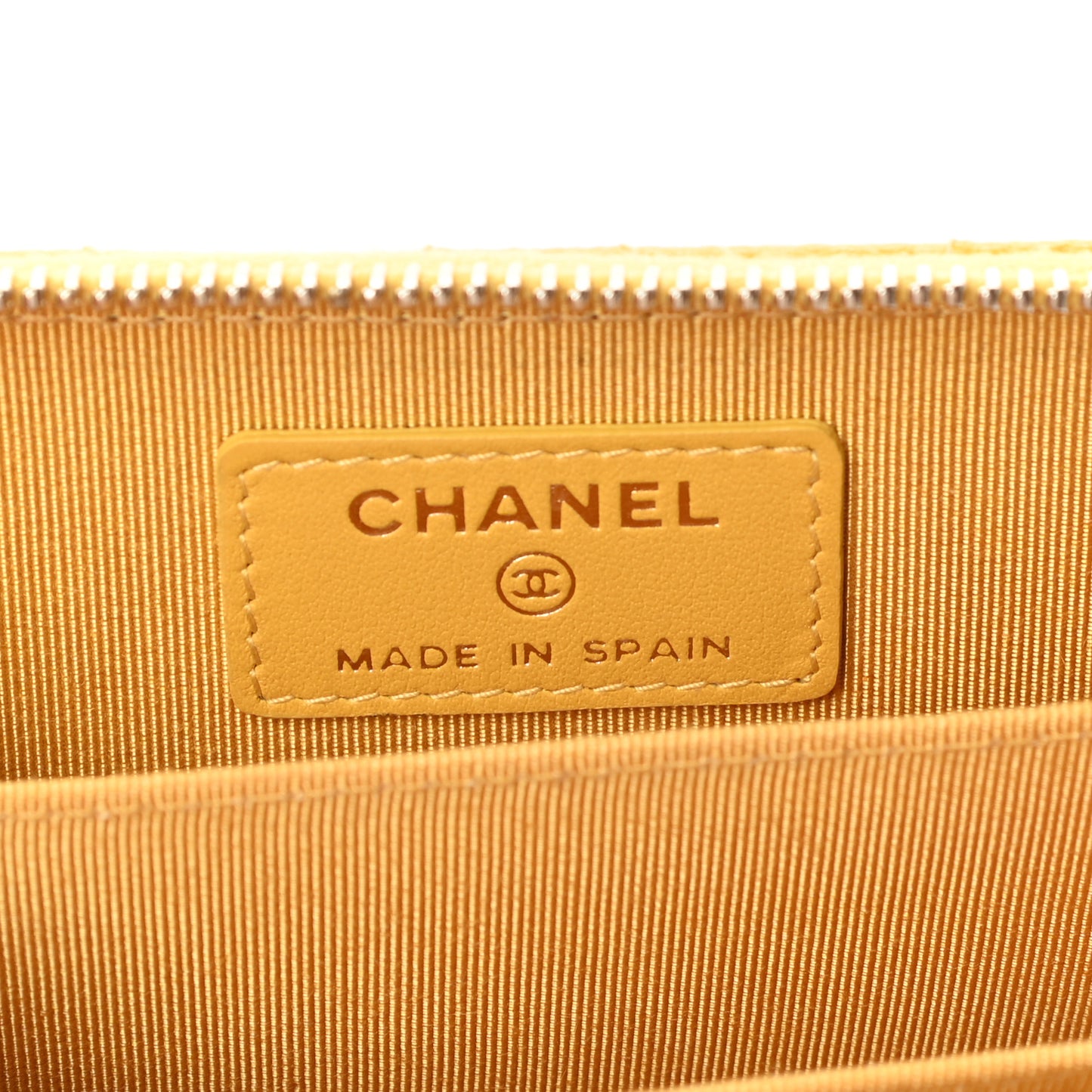 Caviar Quilted Zip Coin Purse Yellow