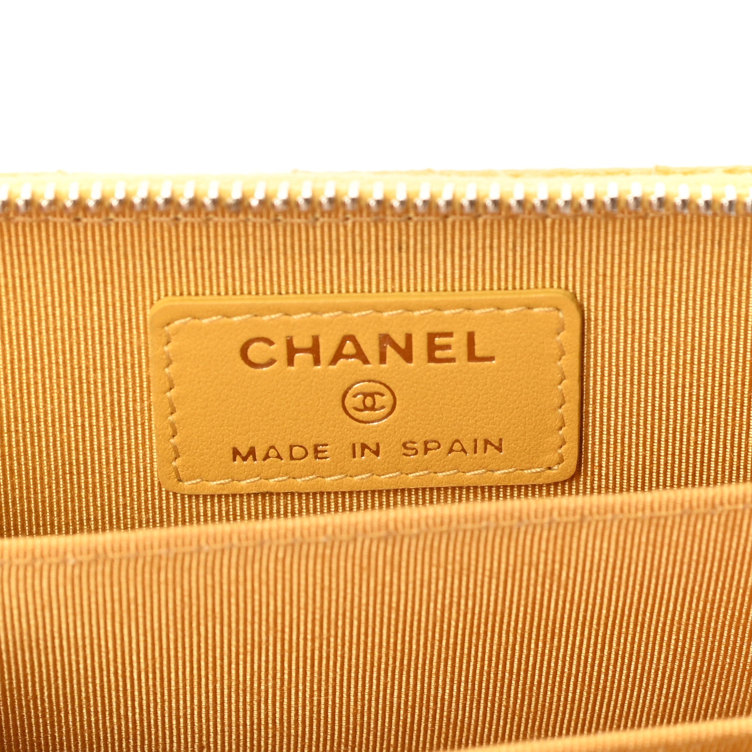 Chanel Caviar Quilted Zip Coin Purse Yellow 6 of 7