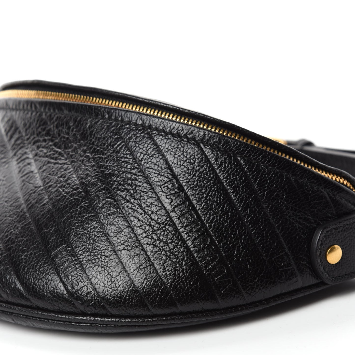 Shiny Goatskin Allover Logo Embossed XXS Souvenir Belt Bag Black