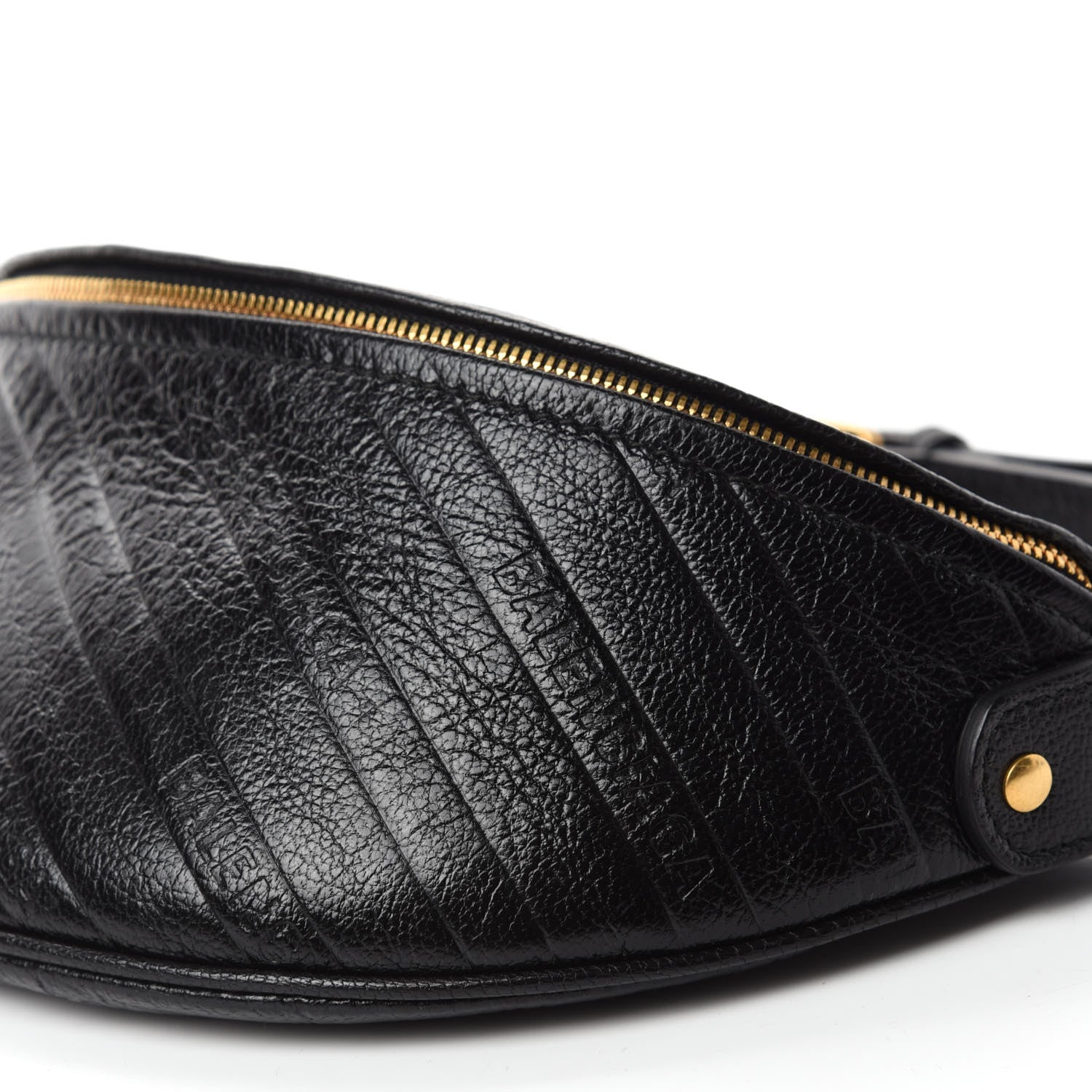 Balenciaga Shiny Goatskin Allover Logo Embossed XXS Souvenir Belt Bag Black 7 of 9