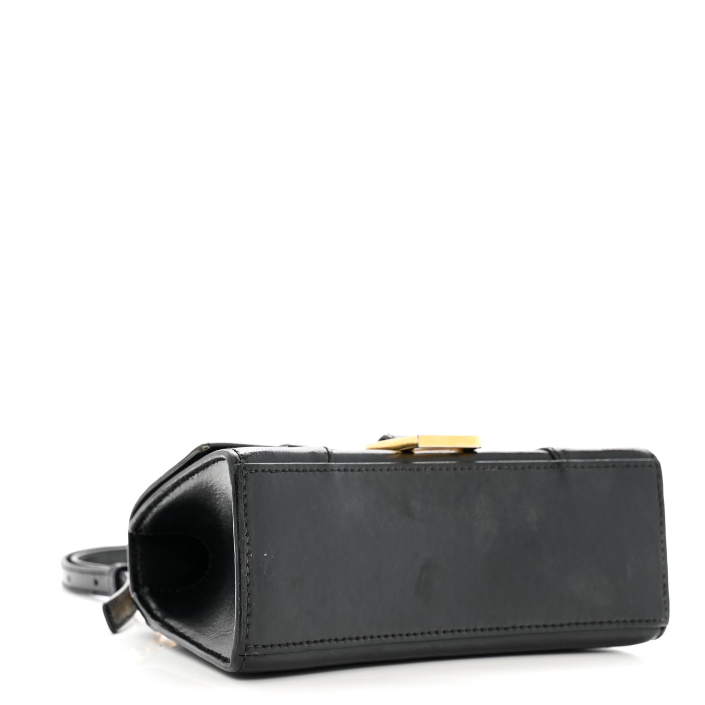 Shiny Box Calfskin Hourglass Top Handle Bag XS Black