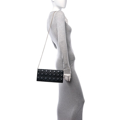 Christian Dior Lambskin Cannage Lady Dior Convertible Clutch Black 2 of 10
