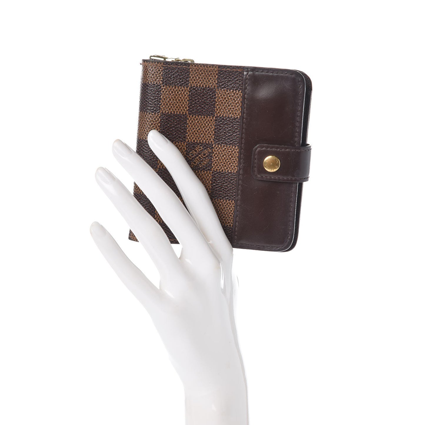Damier Ebene Zippe Zipped Compact Wallet