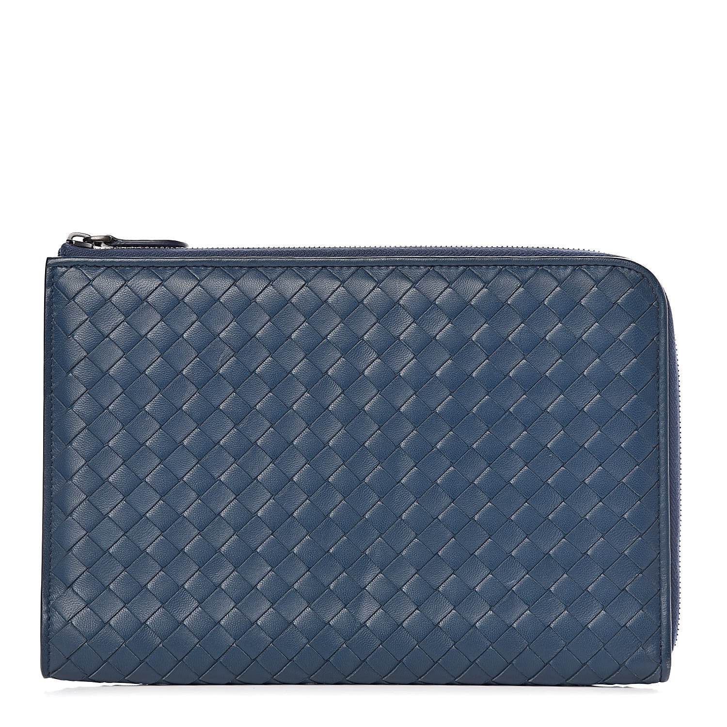 Bottega Veneta Nappa Intrecciato Flat Zip Pouch Denim 1 of 8