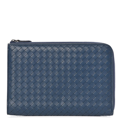 Bottega Veneta Nappa Intrecciato Flat Zip Pouch Denim 1 of 8