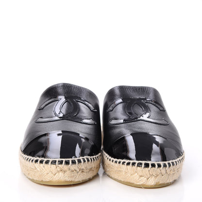 Chanel Iridescent Goatskin Patent CC Espadrille Mules 42 Black 2 of 9