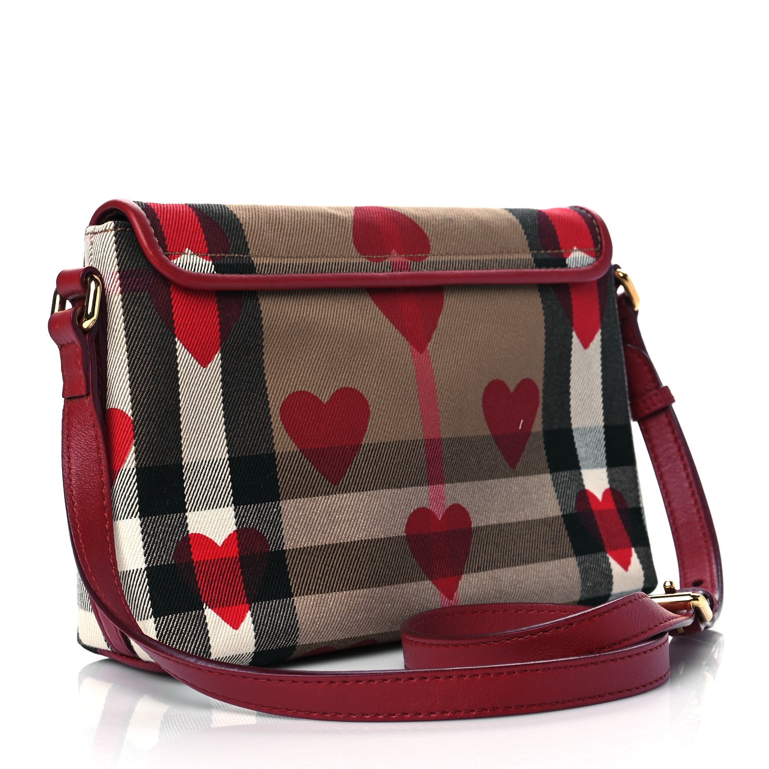 Burberry Horseferry Check Heart Print Crossbody Flap Parade Red 3 of 11