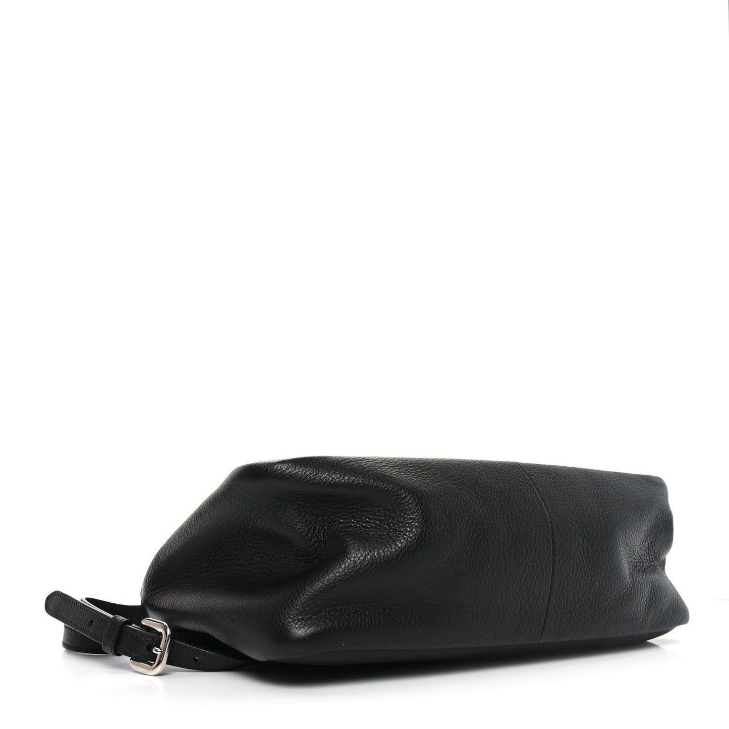 Vitello Daino Soft Medium Zippered Top Handle Bag Black