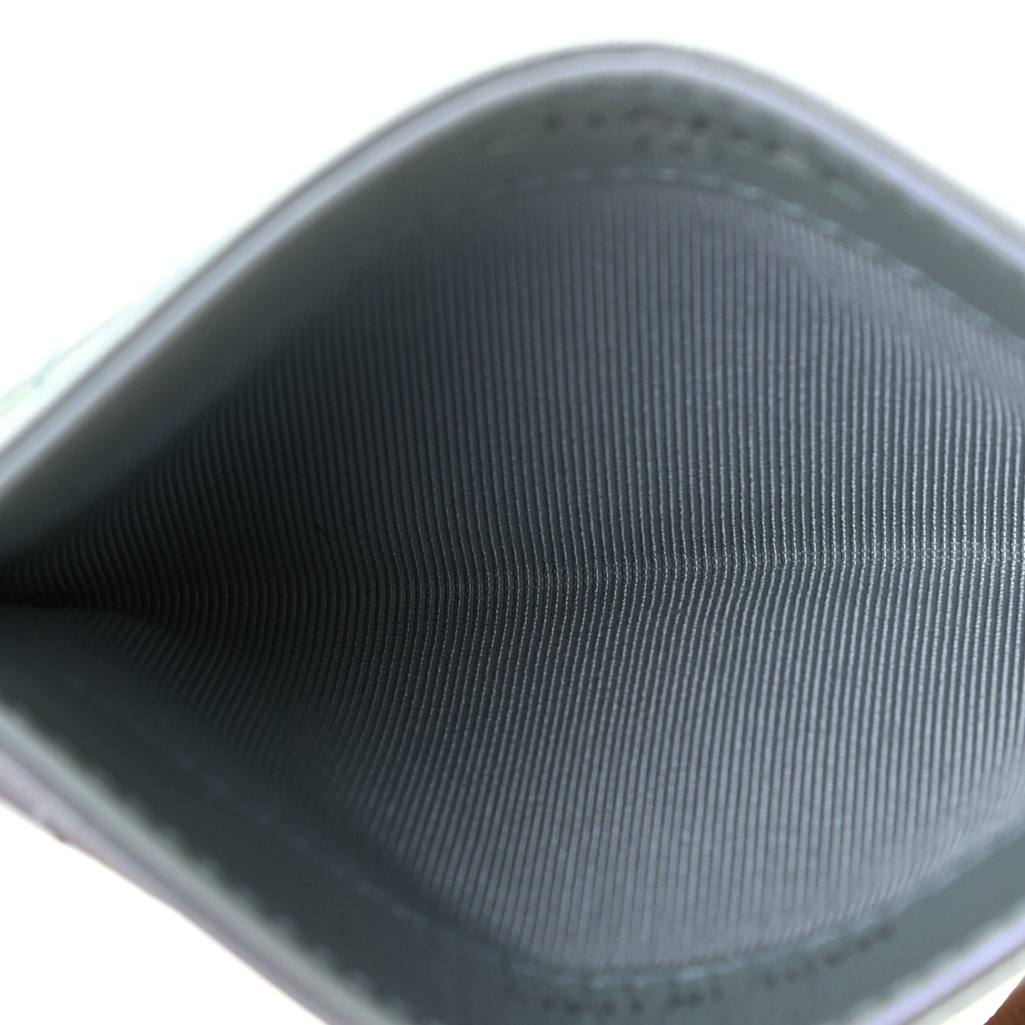 Iridescent Calfskin Quilted Card Holder Light Blue
