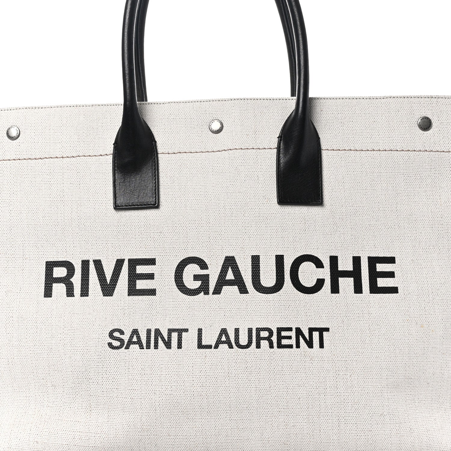 Saint Laurent Linen Calfskin Rive Gauche Tote Optic White 8 of 10