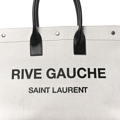 Saint Laurent Linen Calfskin Rive Gauche Tote Optic White 8 of 10