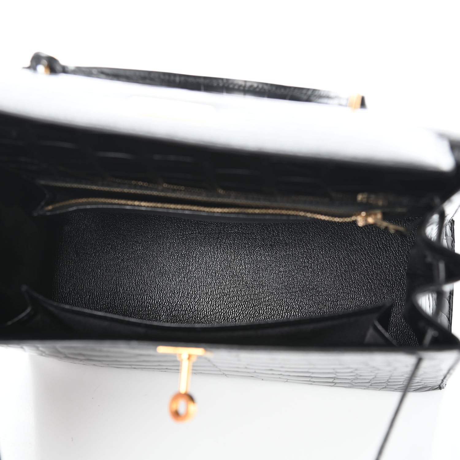 Hermes Shiny Alligator Kelly Sellier 25 Black 5 of 15