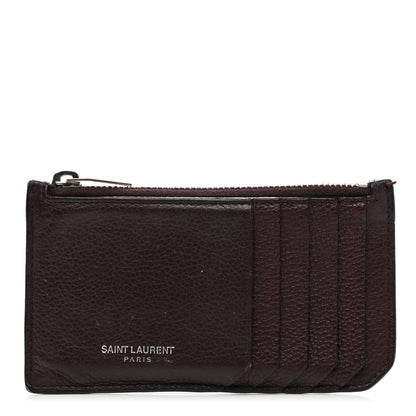 Saint Laurent Grained Calfskin 5 Fragments Zip Pouch Card Holder Bordeaux 1 of 11