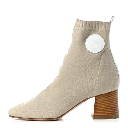 Hermes Knit Calfskin Volver 60 Ankle Boots 38 Nocciola 1 of 8
