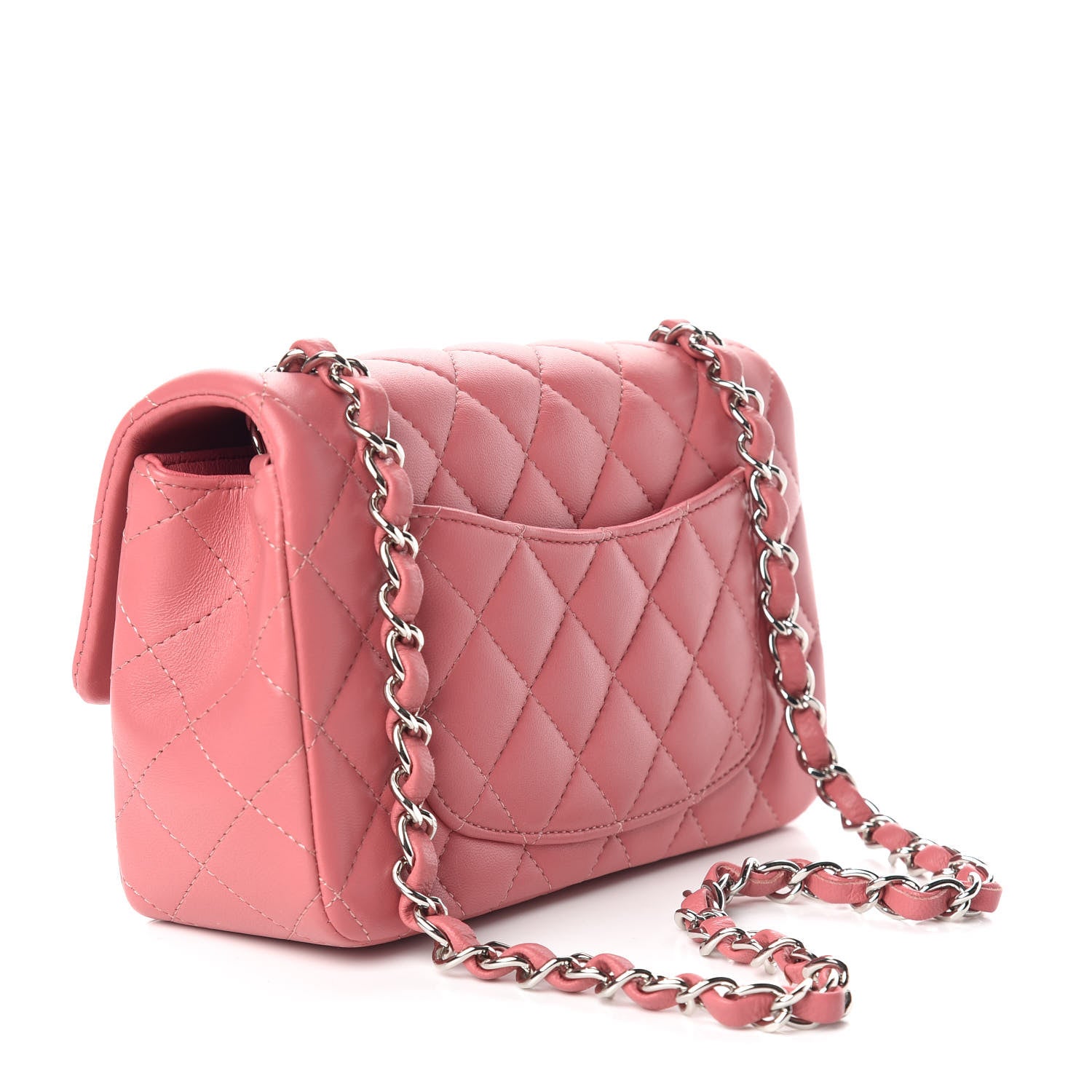 Chanel Lambskin Quilted Mini Rectangular Flap Pink 2 of 10