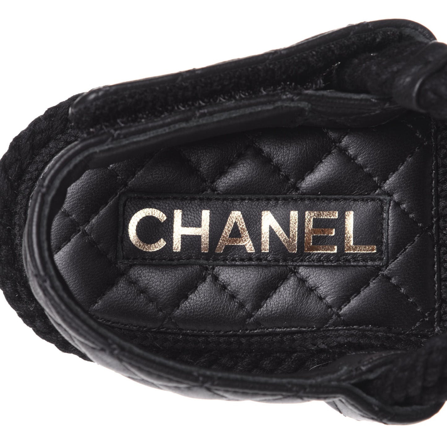 Cord Lambskin Quilted Logo Sandals 38 Black
